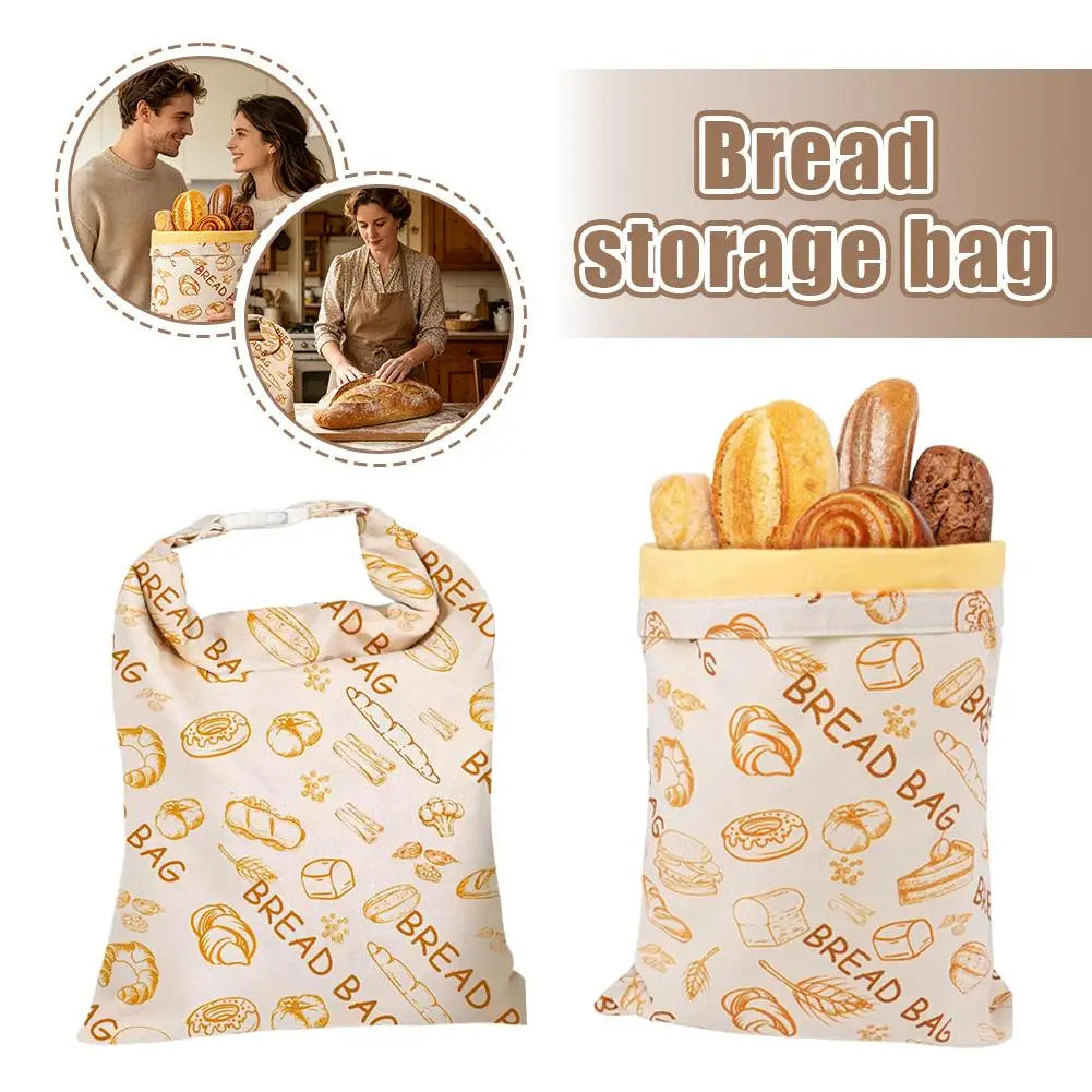 Reusable Beeswax Linen Bread Bag, Large Drawstring