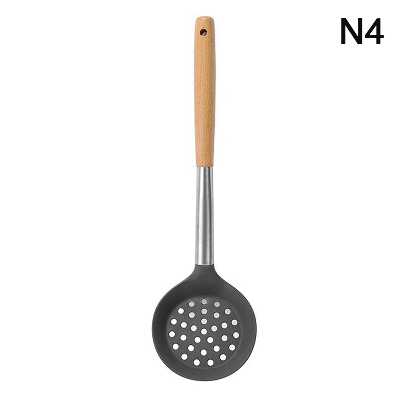 Food-Grade Silicone Kitchen Utensil with Beech Wood Handle