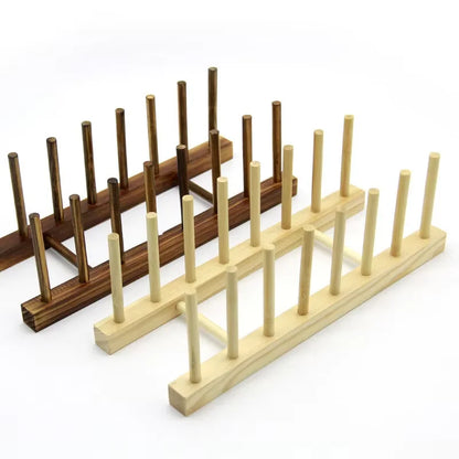 Wood Dish Drying Rack with 6–7 Slots
