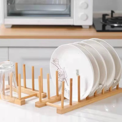 Wood Dish Drying Rack with 6–7 Slots