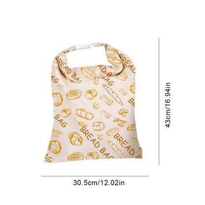 Reusable Beeswax Linen Bread Bag, Large Drawstring