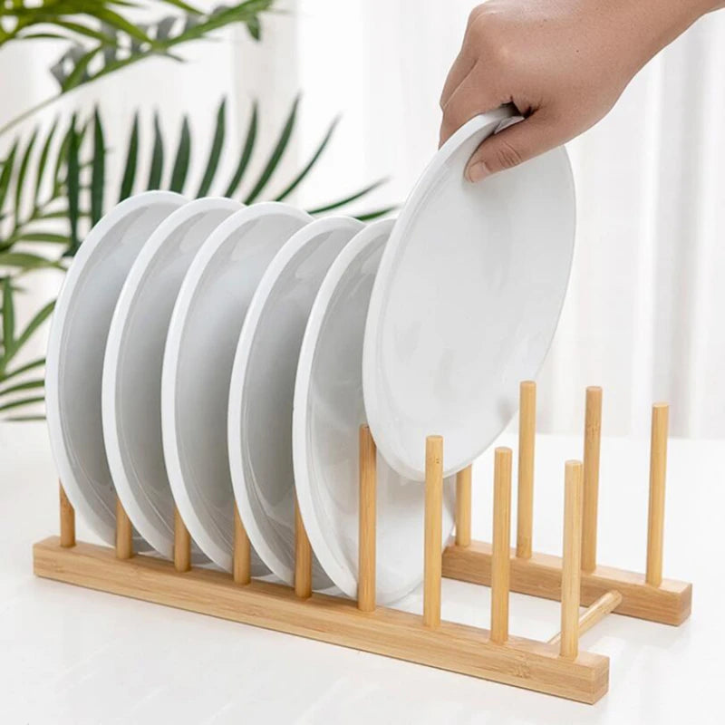 Bamboo Dish Drying Rack — 8 Grid, Foldable Drainage Board