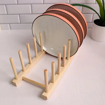 Wood Dish Drying Rack with 6–7 Slots