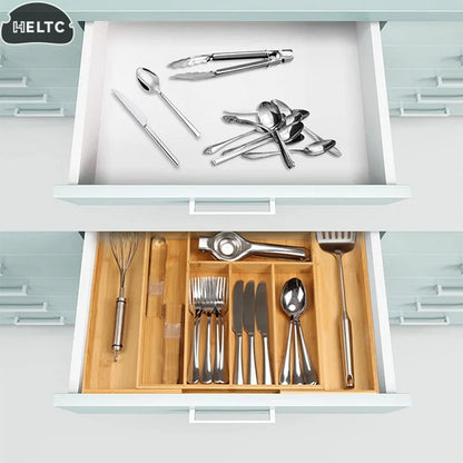 Adjustable Expandable Bamboo Drawer Organizer