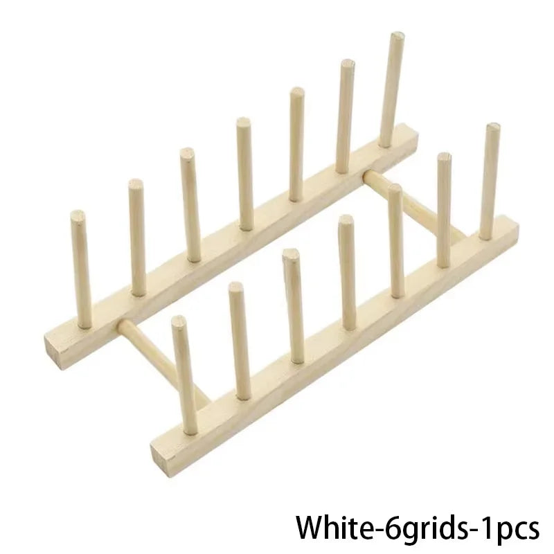 Wood Dish Drying Rack with 6–7 Slots