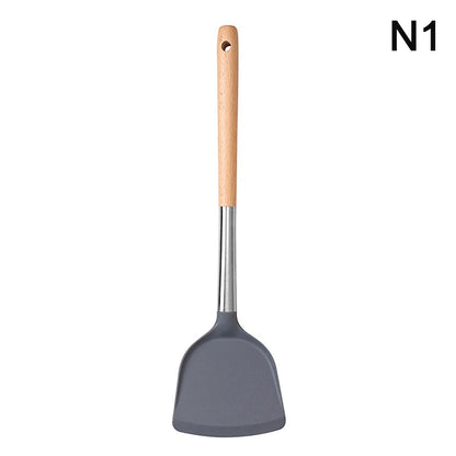 Food-Grade Silicone Kitchen Utensil with Beech Wood Handle