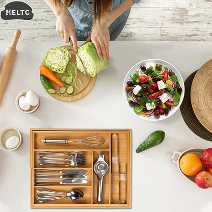 Adjustable Expandable Bamboo Drawer Organizer