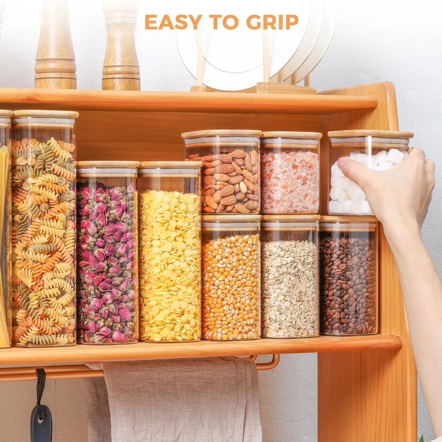 Rectangular Clear Food Storage Jar with Bamboo Airtight Lid