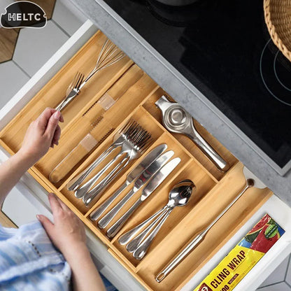 Adjustable Expandable Bamboo Drawer Organizer