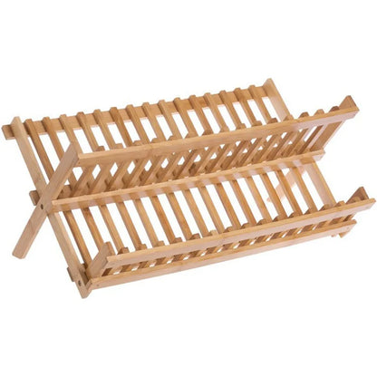 Bamboo Dish Drying Rack — 8 Grid, Foldable Drainage Board